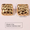 Exaggerated Fishtail Rhombus Pleated Ginkgo Brushed Stainless Steel Earrings Plated With Real Gold