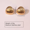 Exaggerated Fishtail Rhombus Pleated Ginkgo Brushed Stainless Steel Earrings Plated With Real Gold