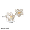 Exaggerated Flower Titanium Steel Ring For Women Inlaid With Pearls Electroplated Light Luxury Niche Adjustable High End