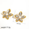 Exaggerated Flower Titanium Steel Ring For Women Inlaid With Pearls Electroplated Light Luxury Niche Adjustable High End