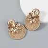 Exaggerated Geometric Alloy Glass Diamondencrusted Round Earrings For Women