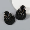 Exaggerated Geometric Alloy Glass Diamondencrusted Round Earrings For Women