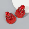 Exaggerated Geometric Alloy Glass Diamondencrusted Round Earrings For Women