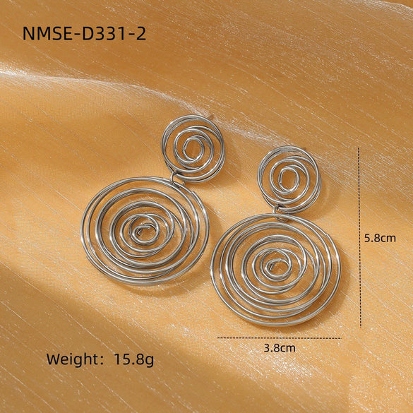 Exaggerated Geometric Circle Stainless Steel Electroplated Women's Earrings