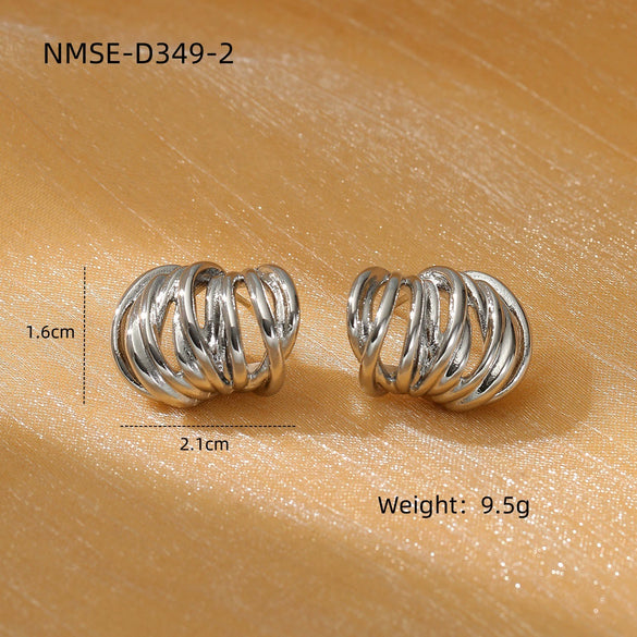 Exaggerated Geometric Circle Stainless Steel Electroplated Women's Earrings