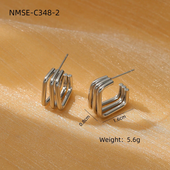 Exaggerated Geometric Circle Stainless Steel Electroplated Women's Earrings