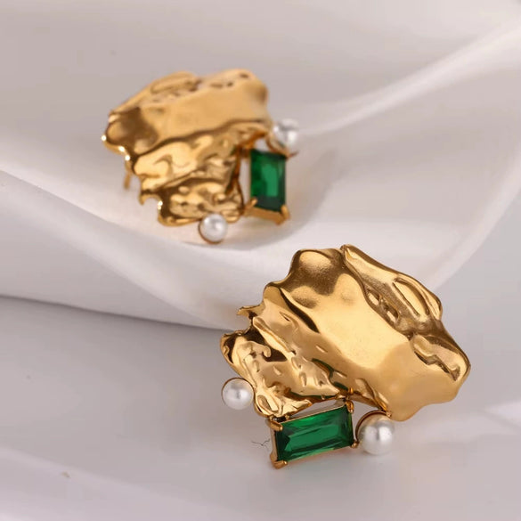 Exaggerated Geometric Copper Goldplated Unisex Earrings With Electroplating