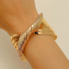 Exaggerated Geometric Iron Alloy Electroplated Cross Twisted Opening Bangle Bracelet For Women