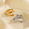 Exaggerated Geometric Irregular Open Stainless Steel Ring For Ladies With 18K Gold Plated Electroplating