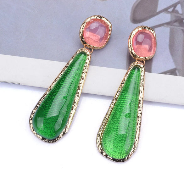 Exaggerated Geometric Metal Inlay Resin Women'S Drop Earrings