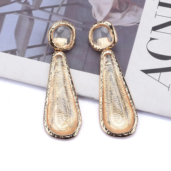 Exaggerated Geometric Metal Inlay Resin Women'S Drop Earrings