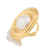 Exaggerated Geometric Oval Wide Bracelet Iron Imitation Pearl Electroplated