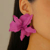 Exaggerated Geometric Pleated Baking Paint Flower Alloy Earrings For Women