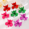 Exaggerated Geometric Pleated Baking Paint Flower Alloy Earrings For Women