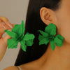 Exaggerated Geometric Pleated Baking Paint Flower Alloy Earrings For Women