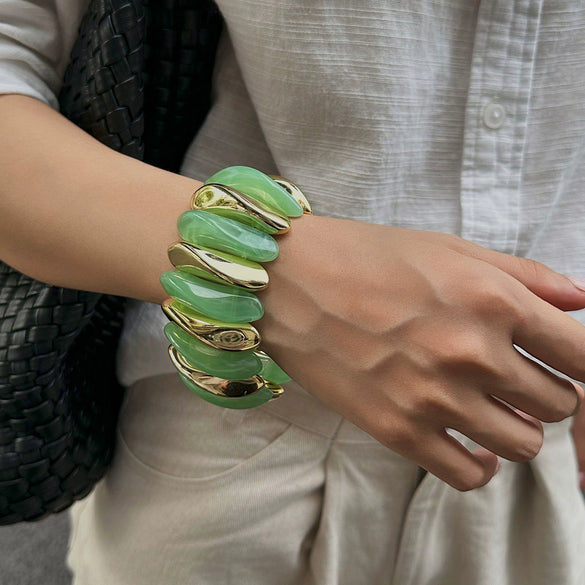 Exaggerated Geometric Resin Handmade Splicing Elastic Bracelet