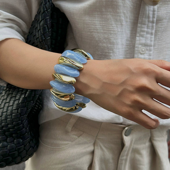Exaggerated Geometric Resin Handmade Splicing Elastic Bracelet