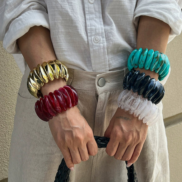 Exaggerated Geometric Resin Handmade Splicing Elastic Bracelet