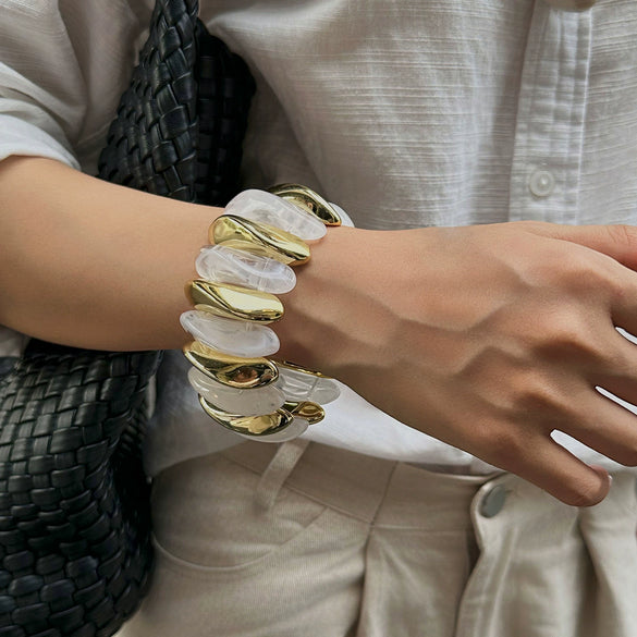 Exaggerated Geometric Resin Handmade Splicing Elastic Bracelet