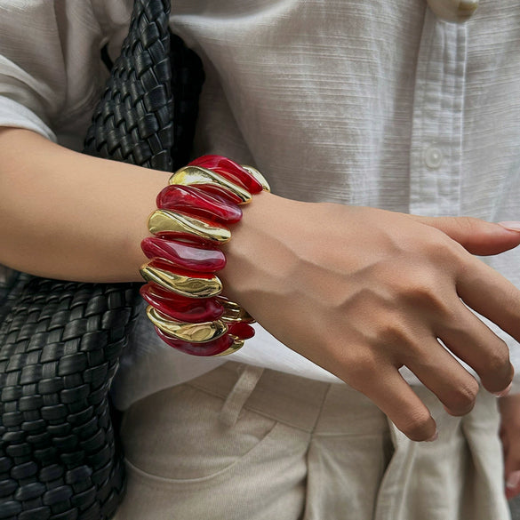 Exaggerated Geometric Resin Handmade Splicing Elastic Bracelet