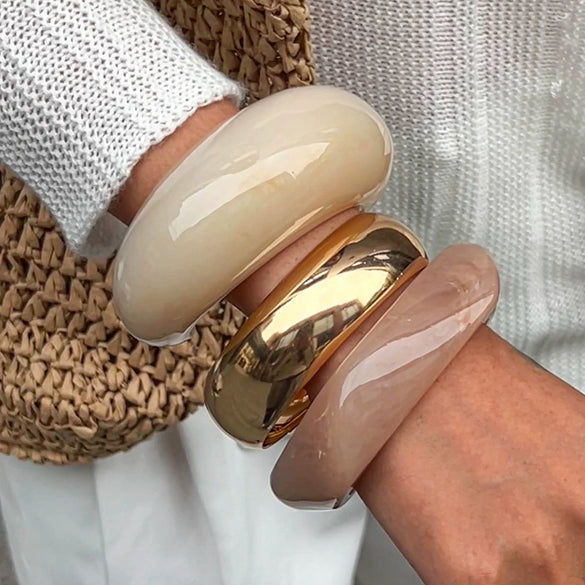 Exaggerated Geometric Resin Jewelry Bracelet With Polishing Style