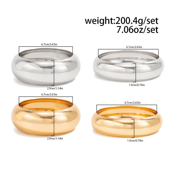 Exaggerated Geometric Round Wide Metal Bracelet With Electroplating