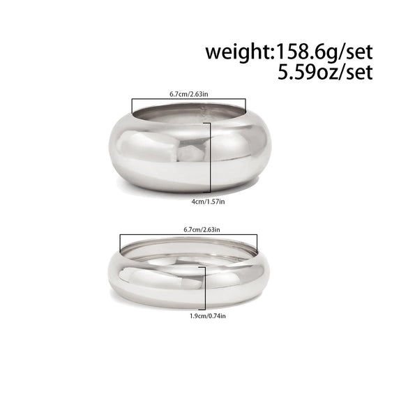 Exaggerated Geometric Round Wide Metal Bracelet With Electroplating
