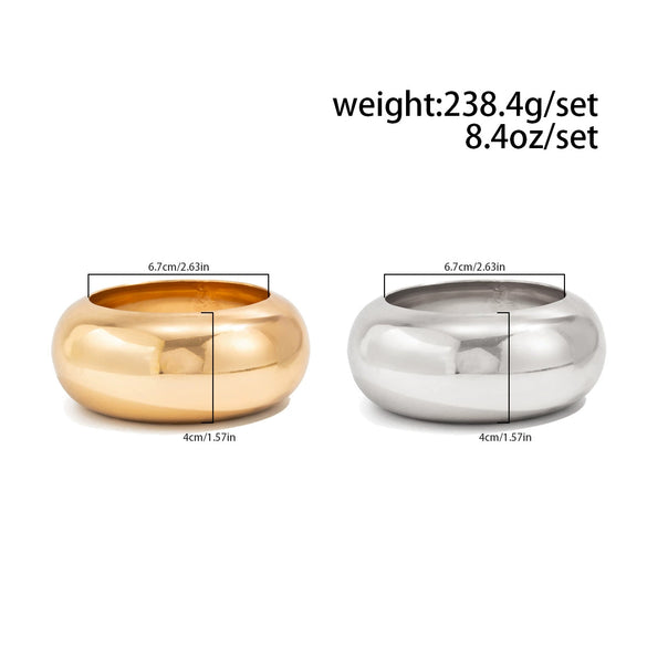 Exaggerated Geometric Round Wide Metal Bracelet With Electroplating