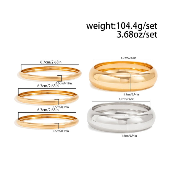 Exaggerated Geometric Round Wide Metal Bracelet With Electroplating
