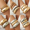 Exaggerated Geometric Round Wide Metal Bracelet With Electroplating