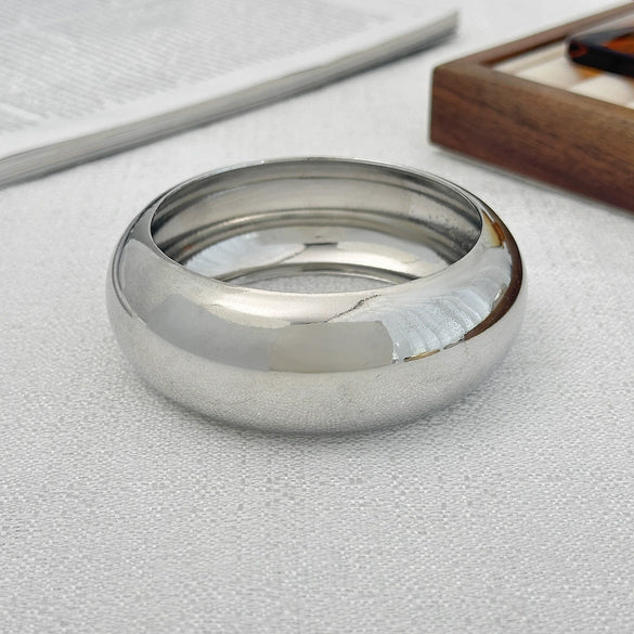 Exaggerated Geometric Round Wide Metal Bracelet With Electroplating