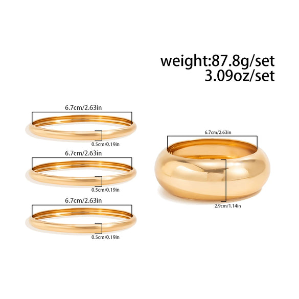 Exaggerated Geometric Round Wide Metal Bracelet With Electroplating