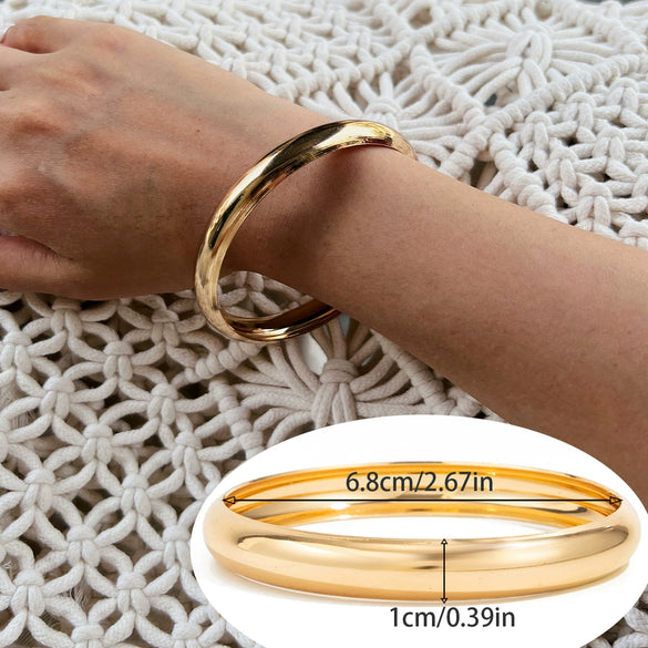 Exaggerated Geometric Round Wide Metal Bracelet With Electroplating