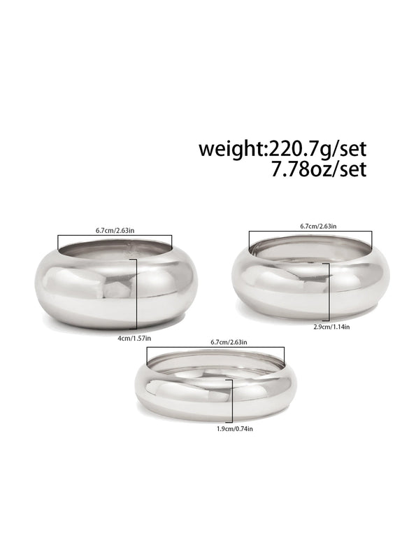Exaggerated Geometric Round Wide Metal Bracelet With Electroplating