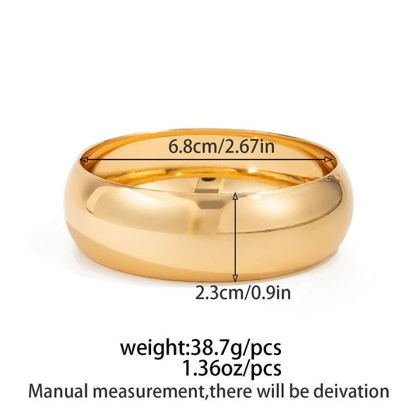 Exaggerated Geometric Round Wide Metal Bracelet With Electroplating