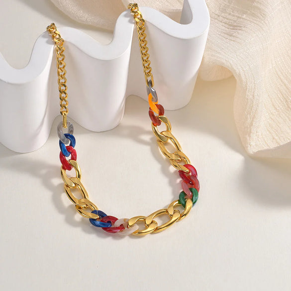 Exaggerated Geometric Stainless Steel Arylic Wholesale Necklace