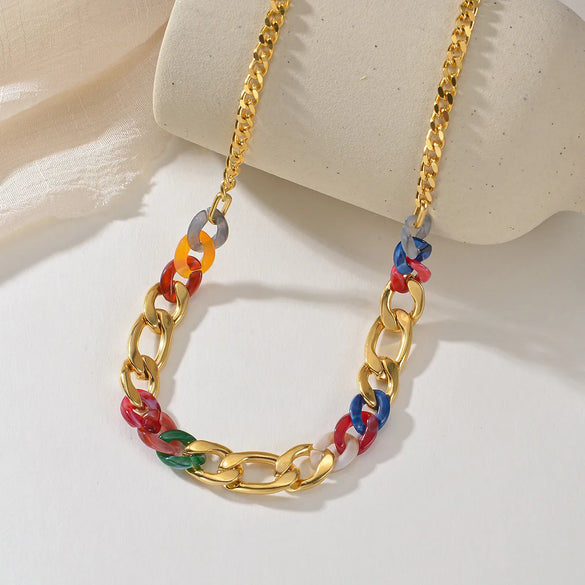 Exaggerated Geometric Stainless Steel Arylic Wholesale Necklace