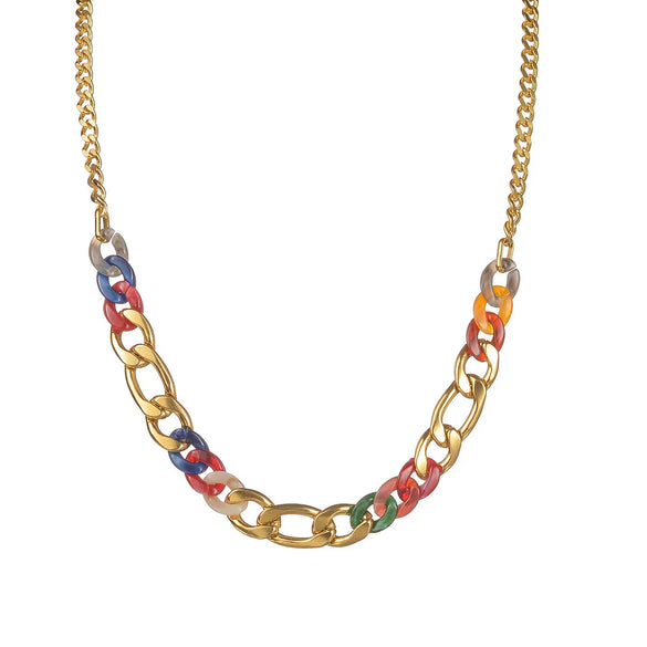 Exaggerated Geometric Stainless Steel Arylic Wholesale Necklace