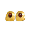 Exaggerated Geometric Stainless Steel Stud Earrings With Polished Finish Retro Ombre Resin Gemstones And Gold Electroplated Detail