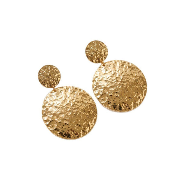 Exaggerated Geometric Statement Earrings In Iron Alloy With Metallic Electroplated Finish And Stainless Steel Posts