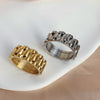 Exaggerated Geometric Thick Band Ring In Stainless Steel With Electroplated Gold Finish Unisex Statement Jewelry