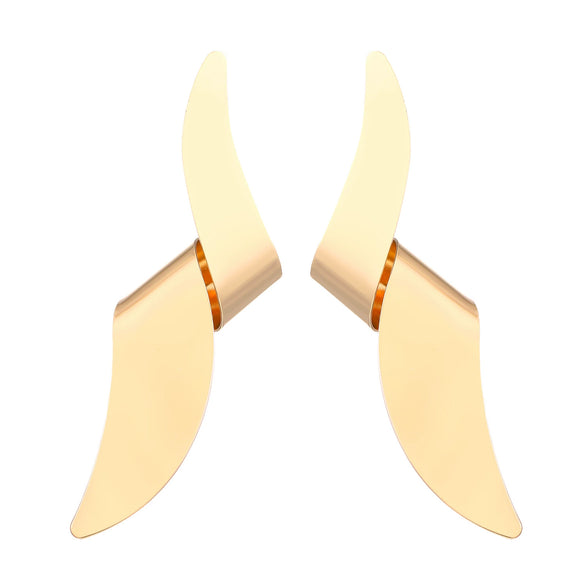 Exaggerated Glossy Twisted Tassel Geometric Iron Earrings For Women With Electroplating