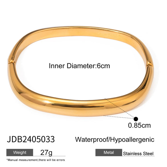 Exaggerated Gold Opening Bracelet In Stainless Steel With Geometric Style And Electroplating
