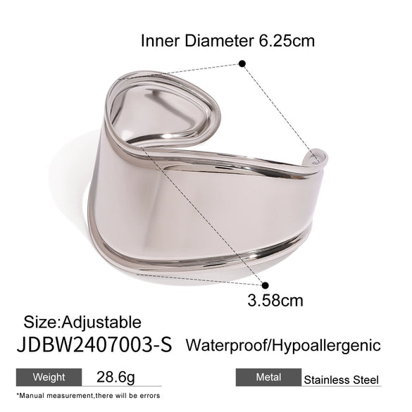 Exaggerated Gold Opening Bracelet In Stainless Steel With Geometric Style And Electroplating