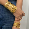 Exaggerated Gold Opening Bracelet In Stainless Steel With Geometric Style And Electroplating