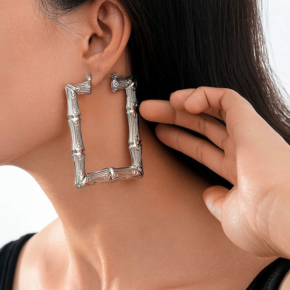 Exaggerated Golden Circle Hiphop Street Dance Earrings Earrings Oversized Bamboo Earrings