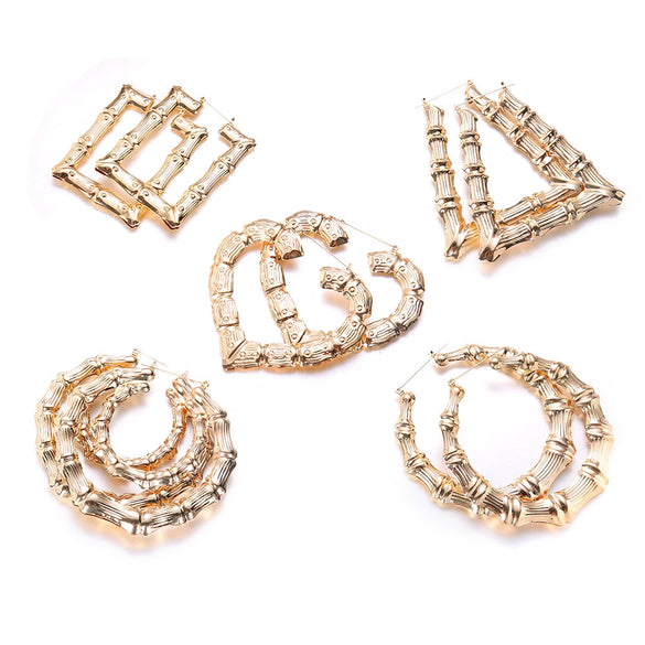 Exaggerated Golden Circle Hiphop Street Dance Earrings Earrings Oversized Bamboo Earrings