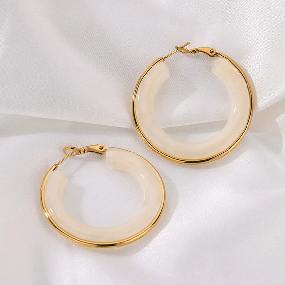 Exaggerated Gradient Color Retro Ins Style Cshaped Acrylic Inlaid Resin Hoop Earrings