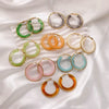 Exaggerated Gradient Color Retro Ins Style Cshaped Acrylic Inlaid Resin Hoop Earrings