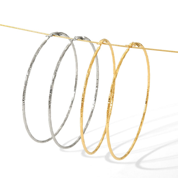 Exaggerated Hammer Pattern Stainless Steel Earrings With Geometric Style And Electroplating Treatment